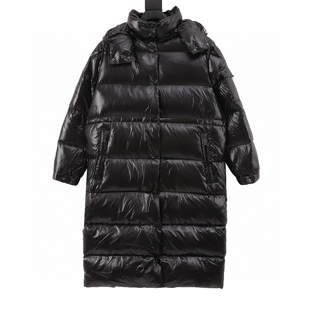 Moncler Detachable-Hood Long Down Coat - Black - front view