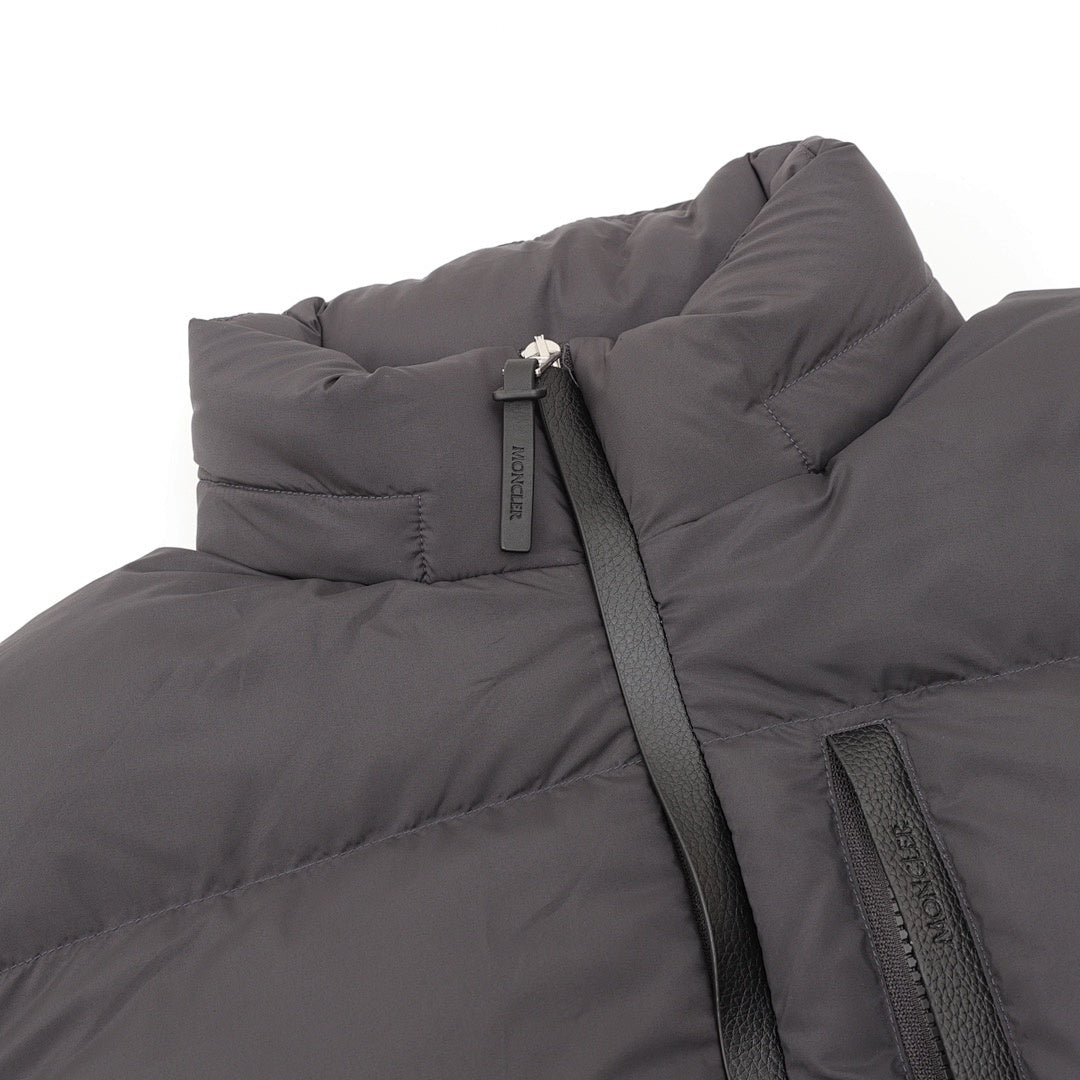 Moncler Besbre Stand-Collar Down Jacket - Dark Gray - detail 1