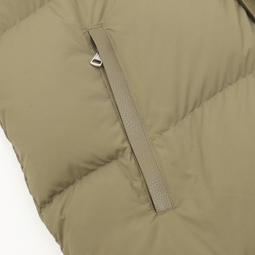 Moncler Besbre Stand-Collar Down Jacket - Olive - detail 2