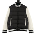 Moncler Contrast-Sleeve Varsity Down Jacket - Black and Ivory - front view