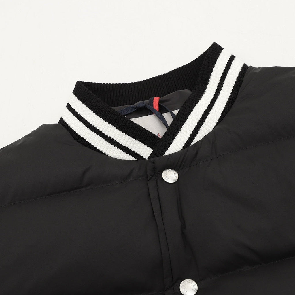 Moncler Contrast-Sleeve Varsity Down Jacket - Black and Ivory - detail 1