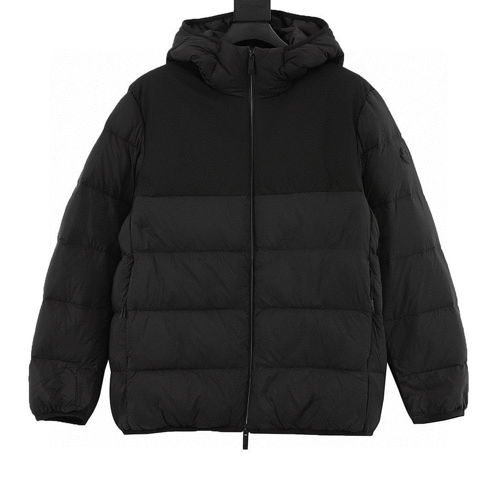 Moncler Panelled Hooded Down Jacket - Black - front view