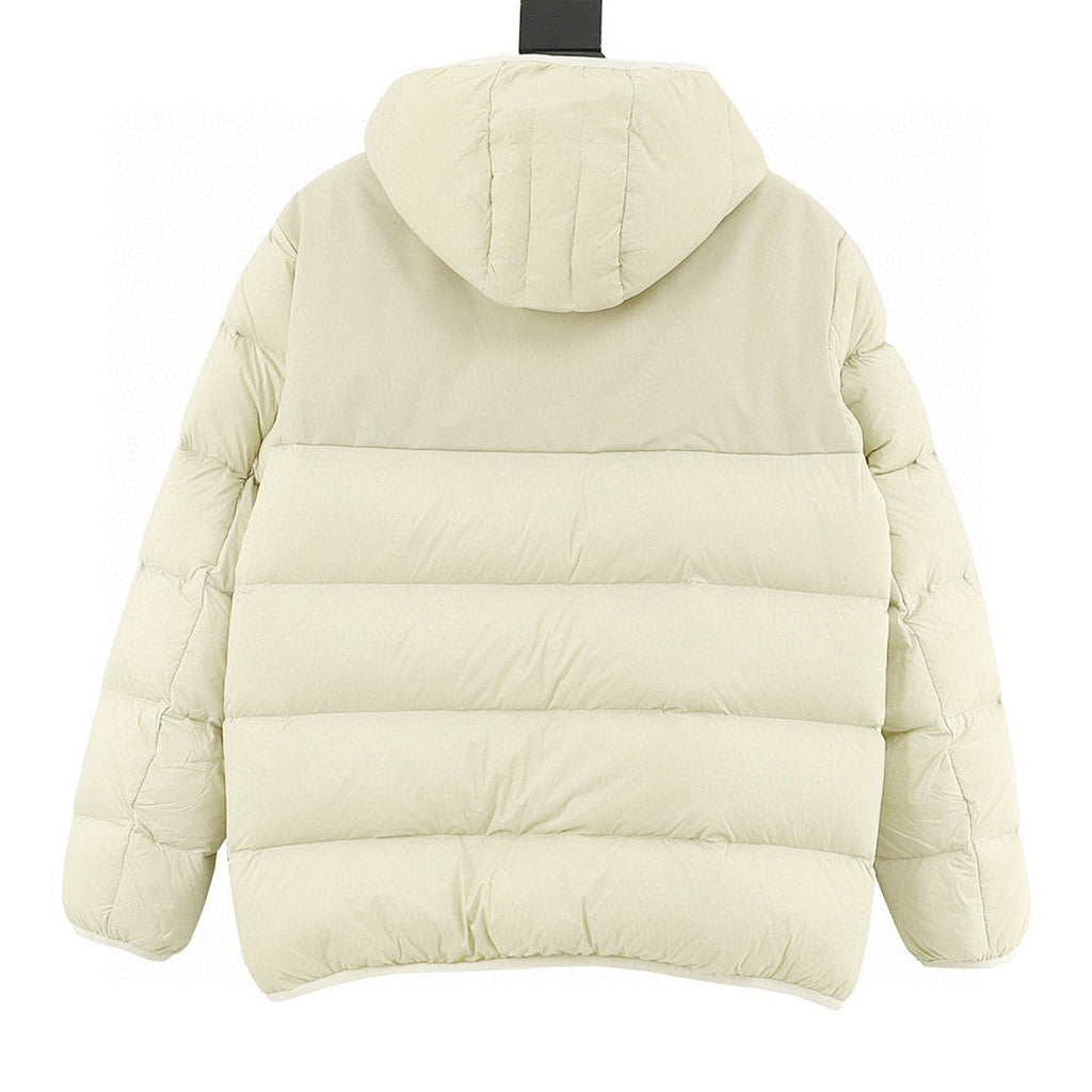 Moncler Panelled Hooded Down Jacket - Ivory - back view