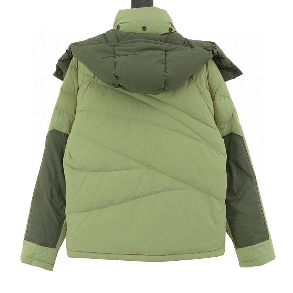 Moncler Contrast-Pocket Hooded Down Jacket - Green - back view