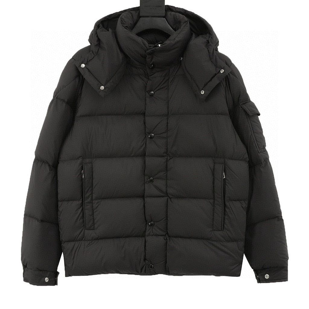 Moncler Maya Matte Hooded Down Jacket - Black - front view