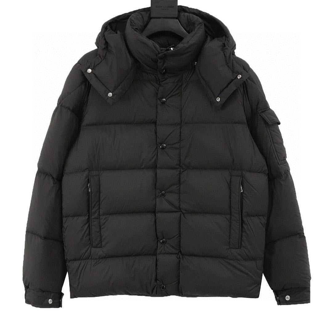 Moncler Maya Matte Hooded Down Jacket - Black - front view