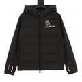 Moncler Contrast-Sleeve Hooded Down Jacket - Black - front view