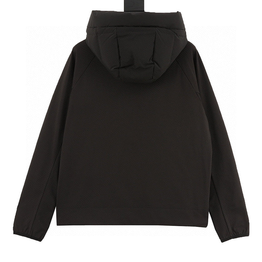 Moncler Contrast-Sleeve Hooded Down Jacket - Black - back view