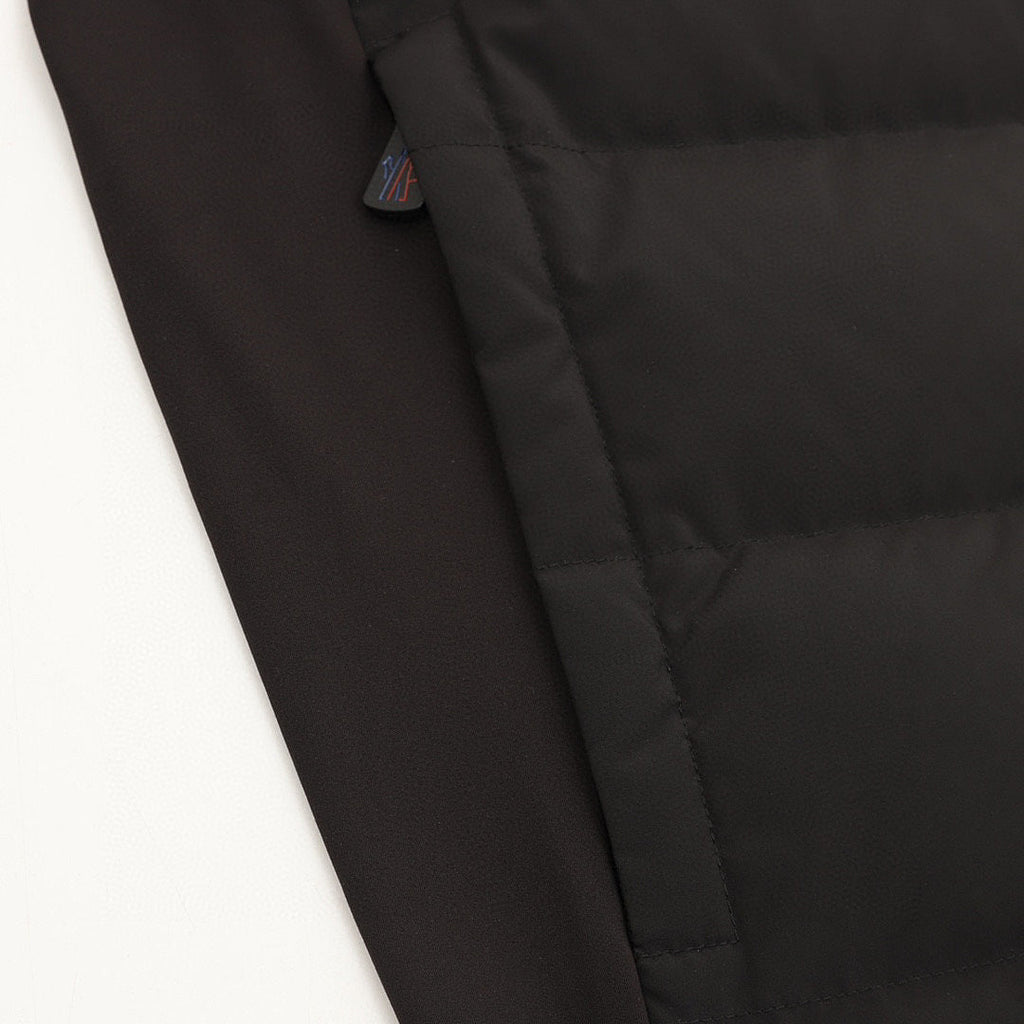Moncler Contrast-Sleeve Hooded Down Jacket - Black - detail 3