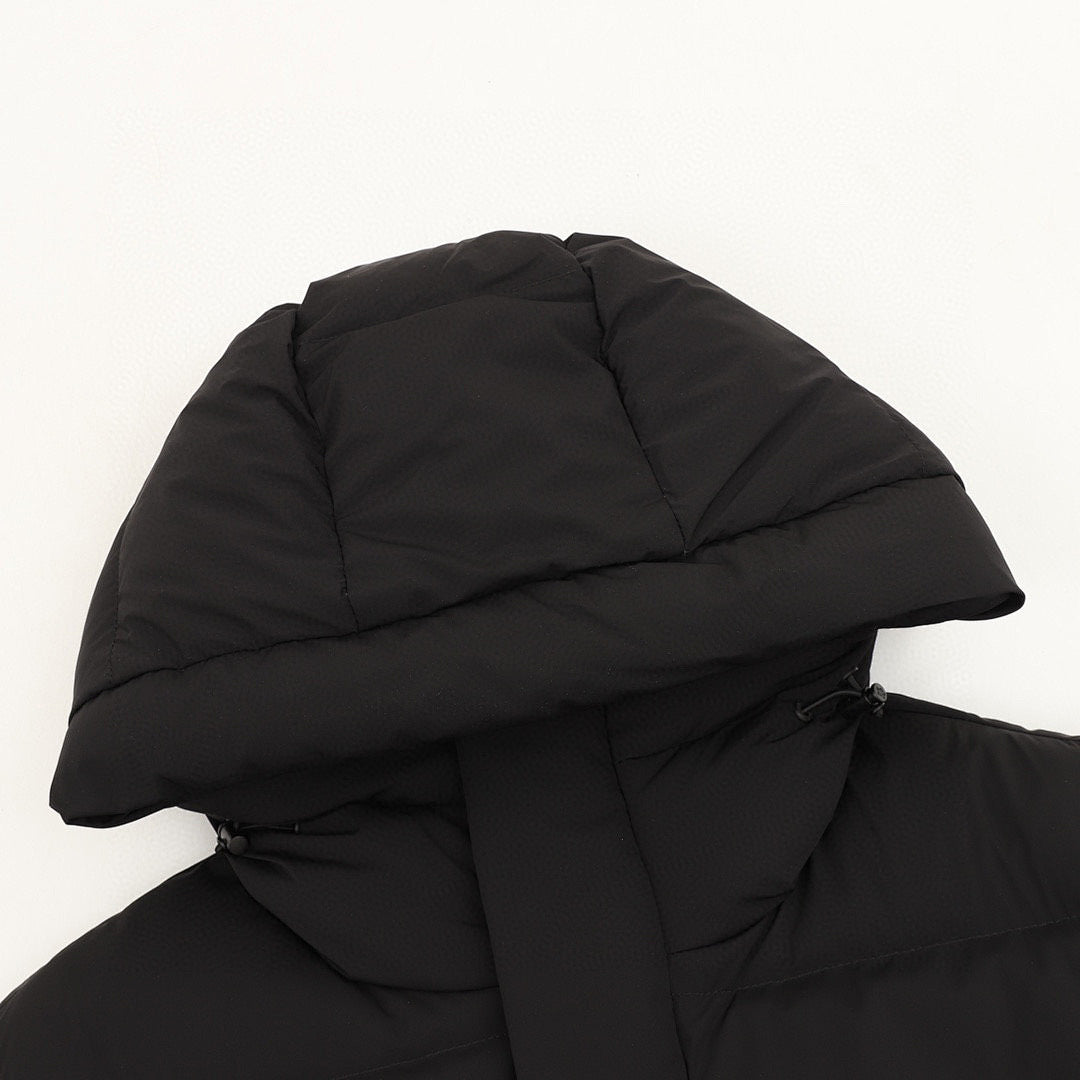 Moncler Chest-Letter Hooded Down Jacket - Unisex Black - detail 1