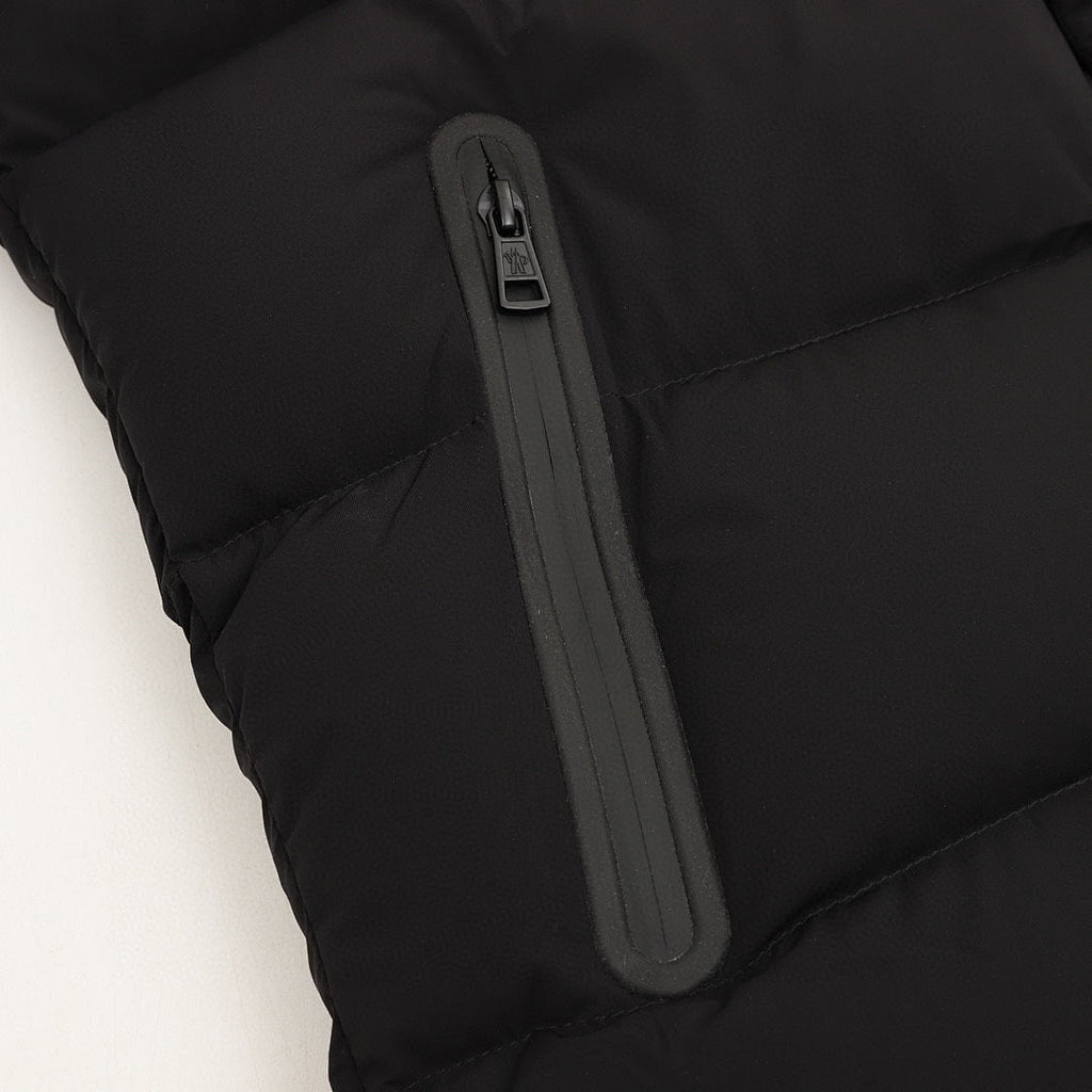 Moncler Chest-Letter Hooded Down Jacket - Unisex Black - detail 3