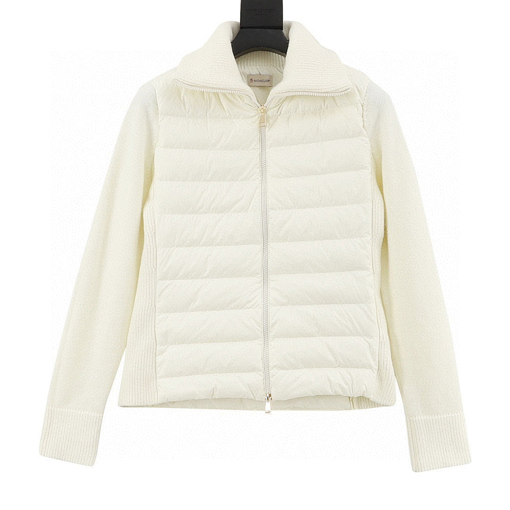 Moncler Padded Knit Zip Cardigan Jacket - Women's Ivory - front view