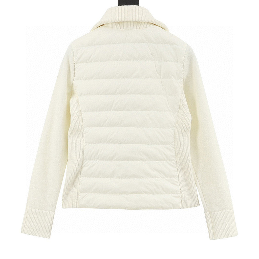 Moncler Padded Knit Zip Cardigan Jacket - Women's Ivory - back view