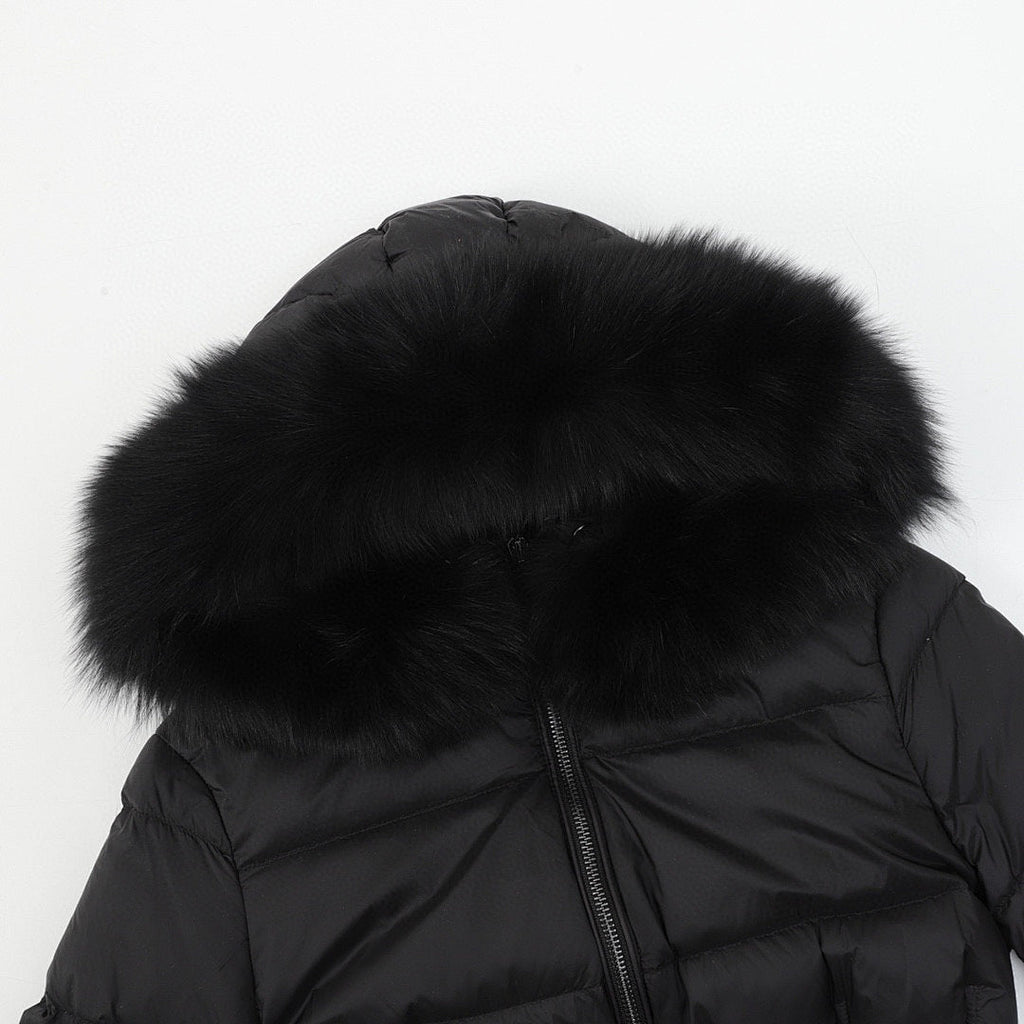 Moncler Hermifur Belted Long Down Coat - Women's Black - detail 1