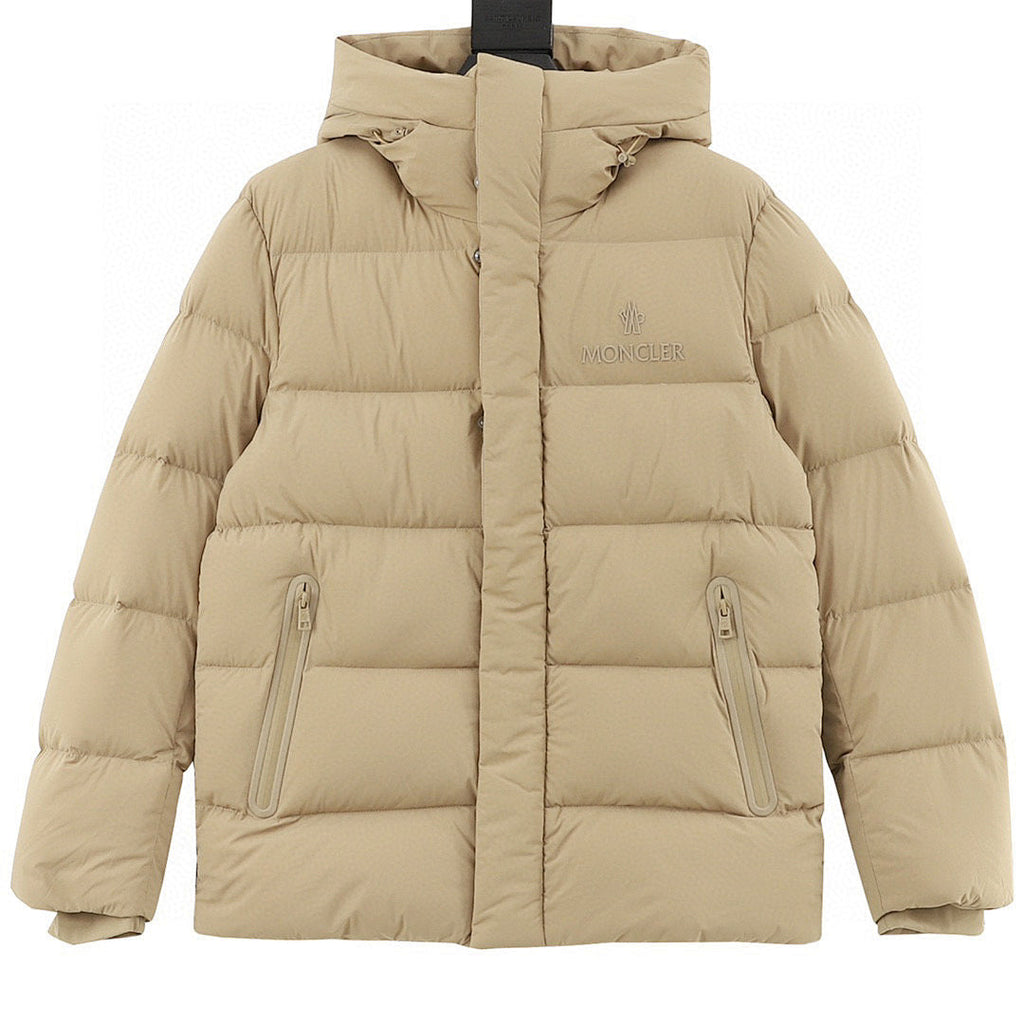 Moncler Chest-Letter Hooded Down Jacket - Unisex Khaki - front view