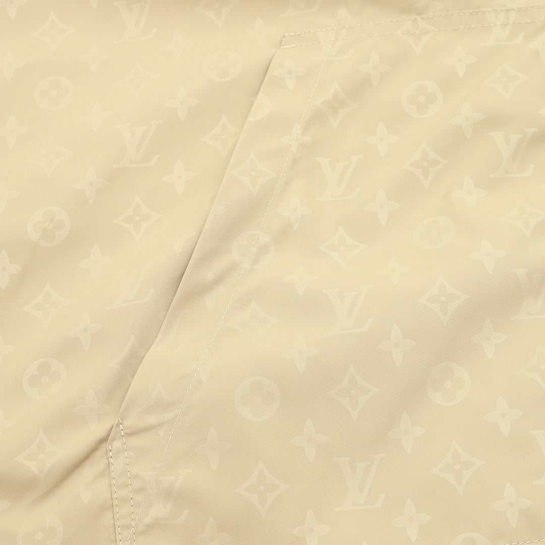 Louis Vuitton Men's Reversible Hooded Jacket - Beige: Tonal monogram pattern detail