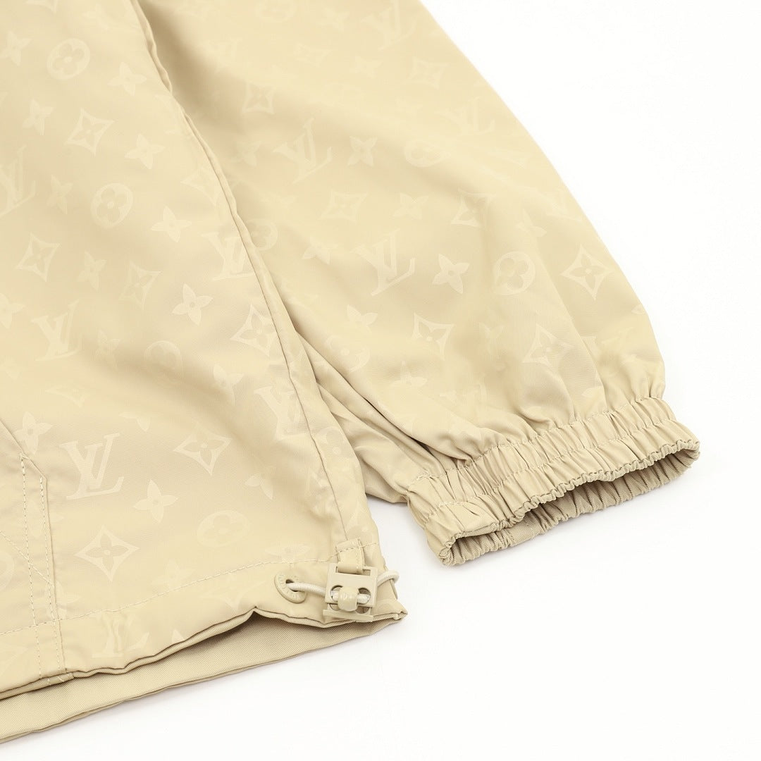 Louis Vuitton Men's Reversible Hooded Jacket - Beige: Monogram side cuff and drawcord hem detail