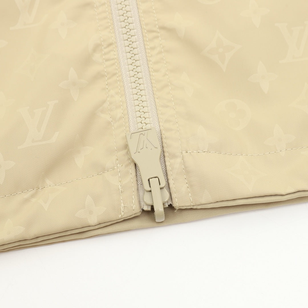 Louis Vuitton Men's Reversible Hooded Jacket - Beige: Monogram side zipper detail