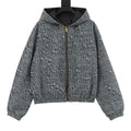 Louis Vuitton Men's Reversible Check Hooded Jacket - Blue Grey: Blue-grey check side, front view on a white background