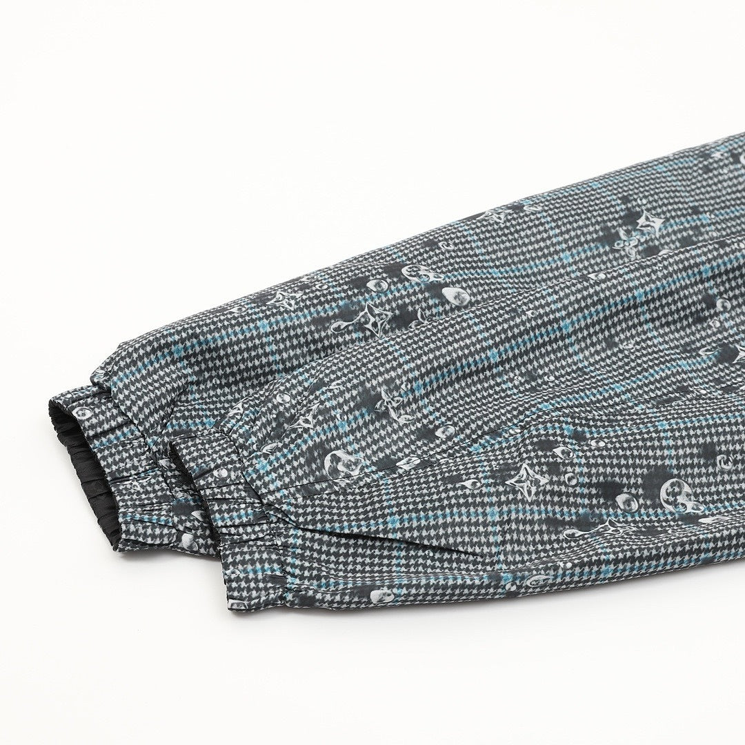 Louis Vuitton Men's Reversible Check Hooded Jacket - Blue Grey: Check side cuff detail