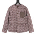 Louis Vuitton Men's Collarless Check Jacket - Brown: Front view on a white background