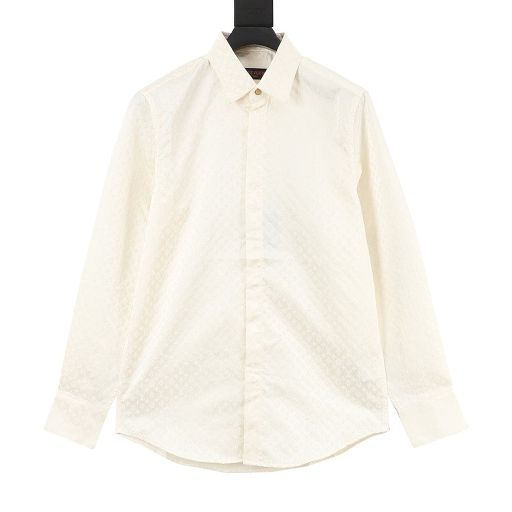 Louis Vuitton Tonal Monogram Long-Sleeve Shirt - Ivory - front view
