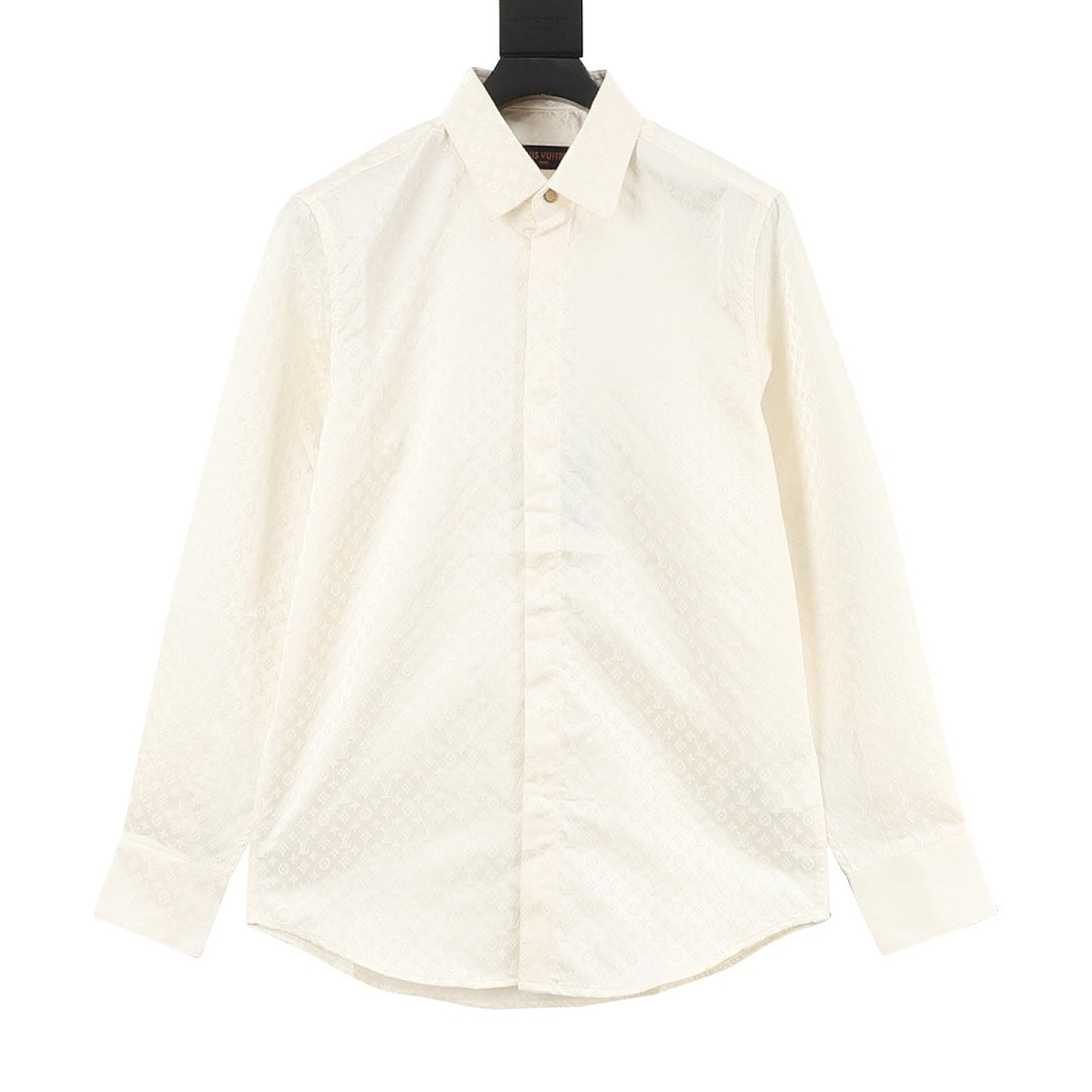 Louis Vuitton Tonal Monogram Long-Sleeve Shirt - Ivory - front view
