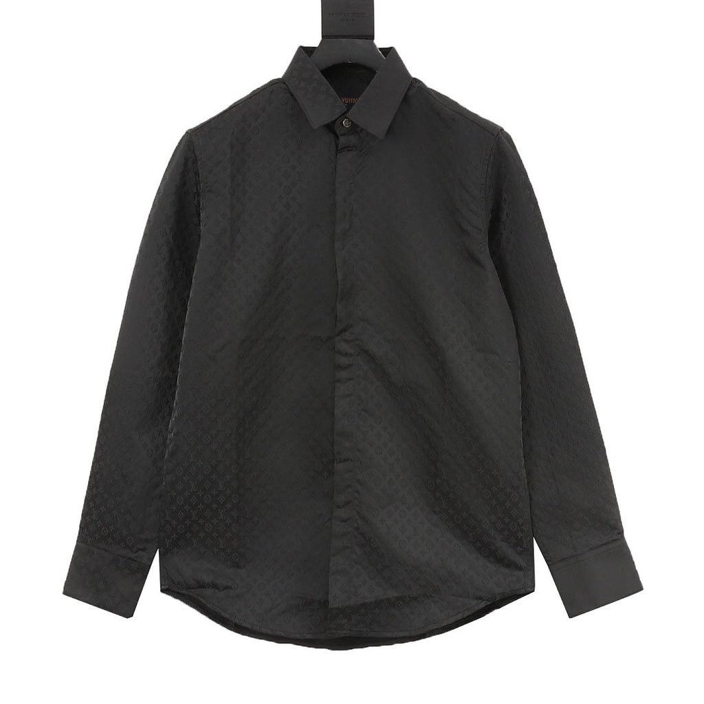 Louis Vuitton Tonal Monogram Long-Sleeve Shirt - Black - front view