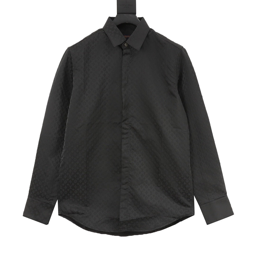 Louis Vuitton Tonal Monogram Long-Sleeve Shirt - Black - front view