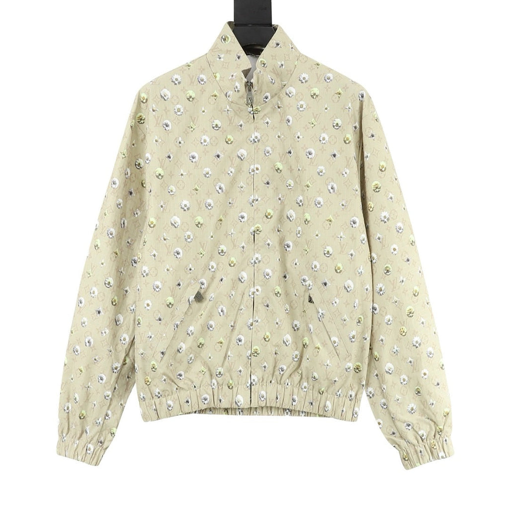 Louis Vuitton Floral Monogram Stand-Collar Jacket - Beige - front view