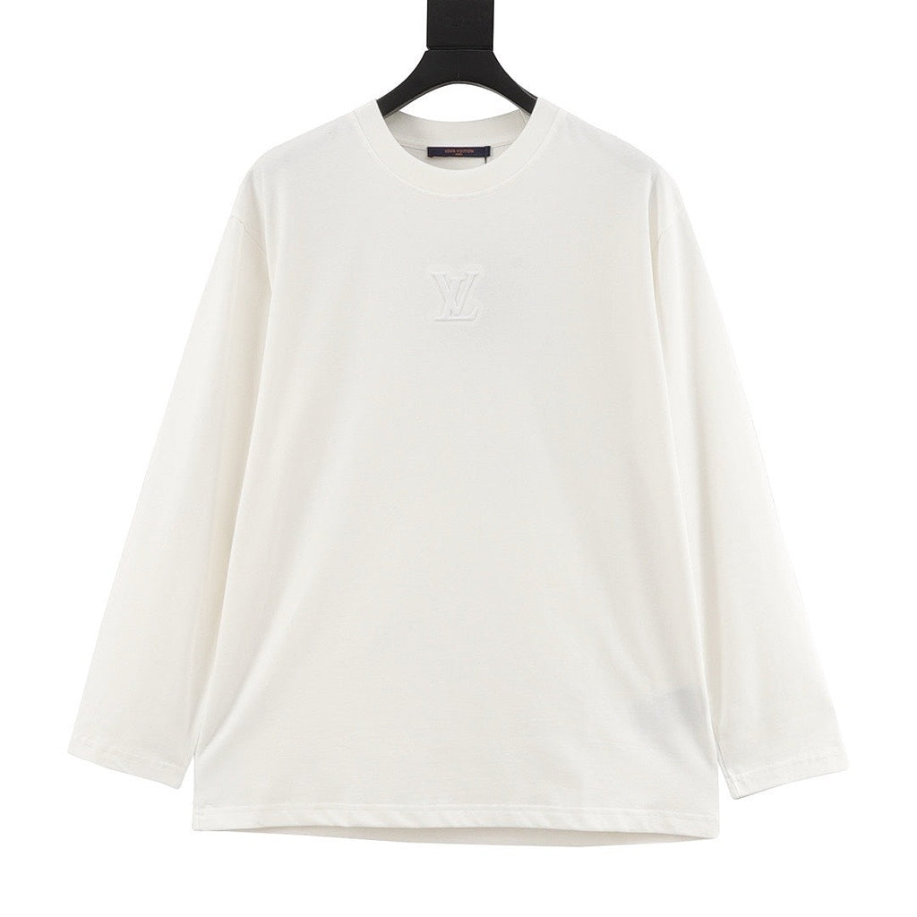 Louis Vuitton Embossed LV Logo Long-Sleeve T-Shirt - White - front view