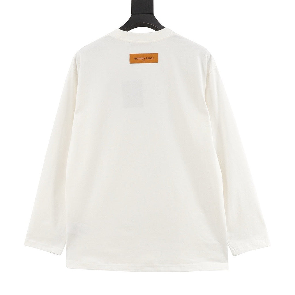 Louis Vuitton Embossed LV Logo Long-Sleeve T-Shirt - White - product detail 4