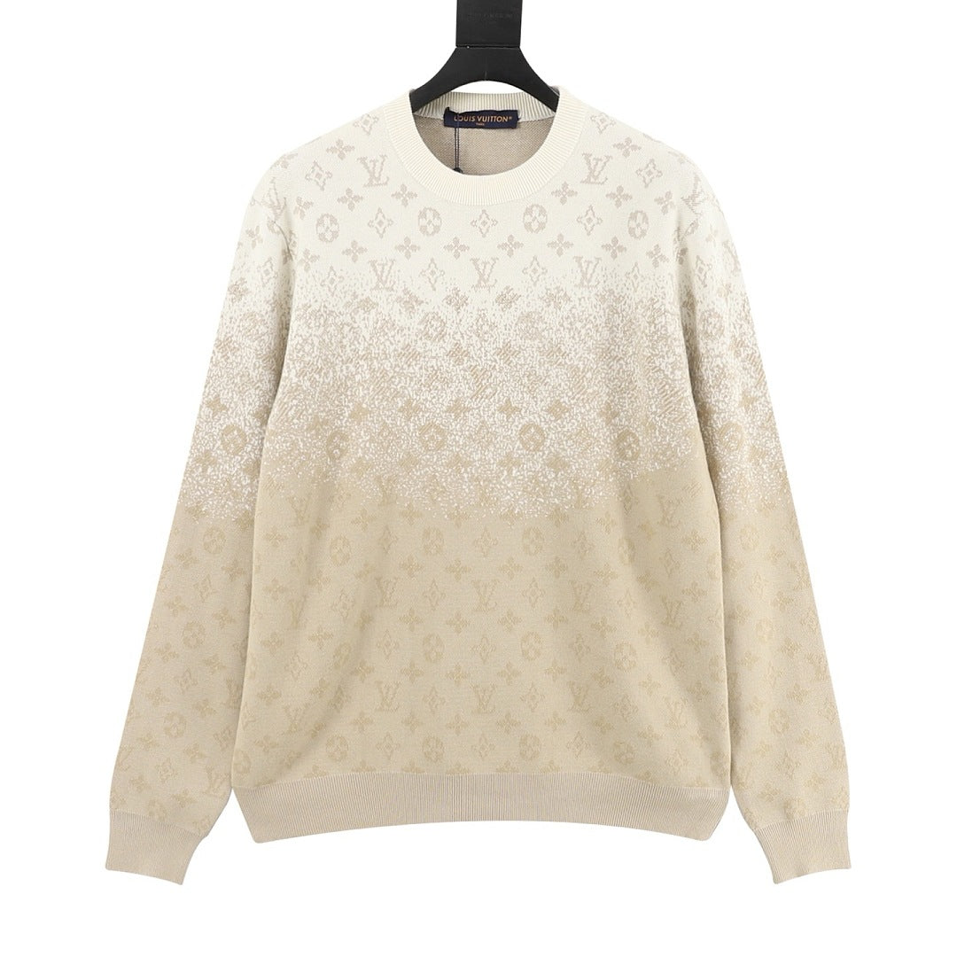 Louis Vuitton Gradient Monogram Crewneck Sweater - Beige - front view