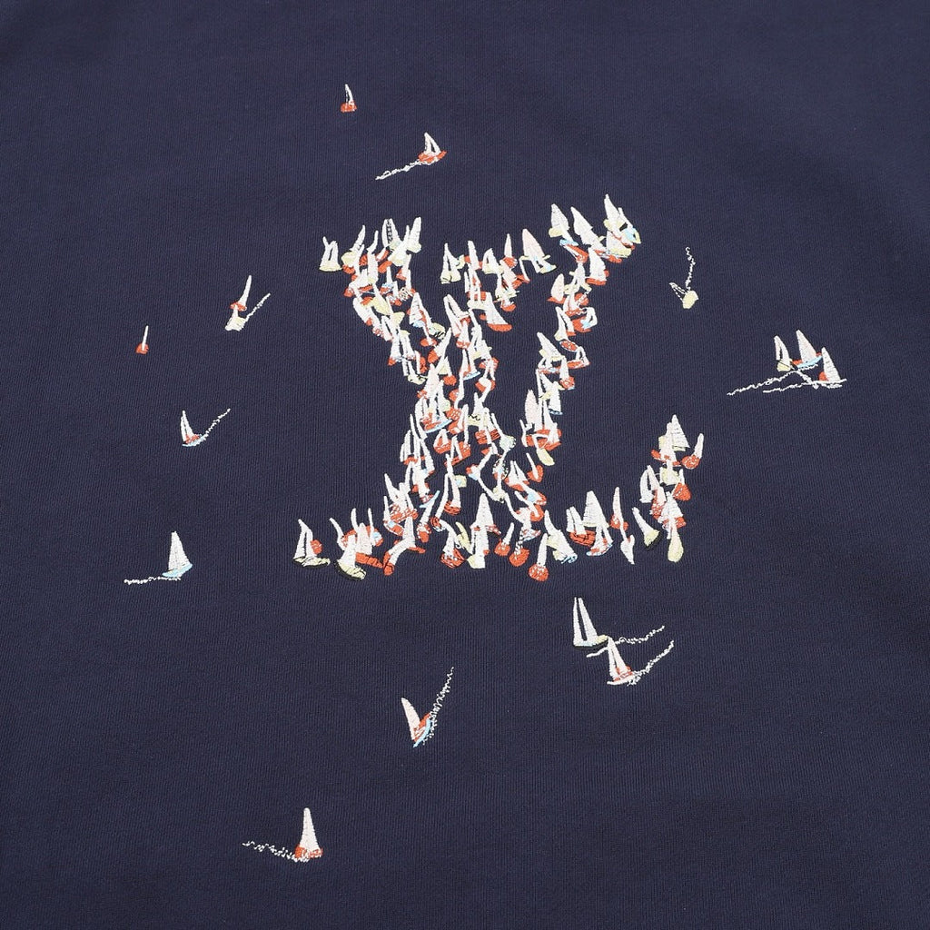 Louis Vuitton Sailboat Embroidered Pullover Hoodie - Navy - product detail 1