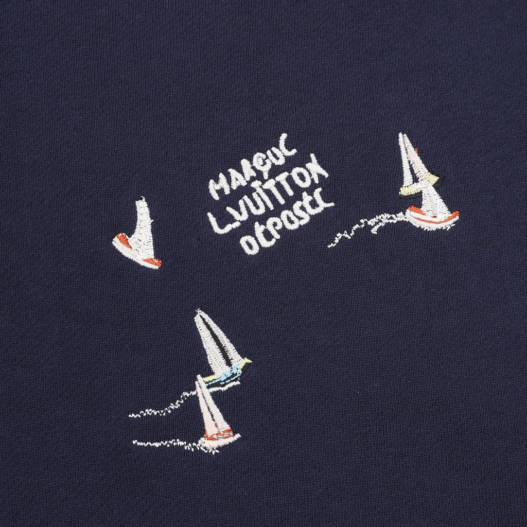 Louis Vuitton Sailboat Embroidered Pullover Hoodie - Navy - product detail 4