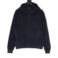 Louis Vuitton Textured Monogram Zip-Up Hoodie - Navy - front view