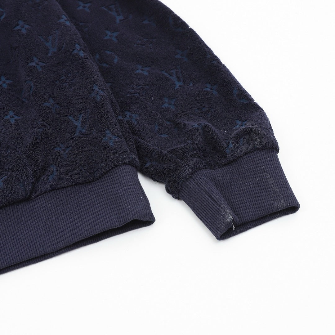 Louis Vuitton Textured Monogram Zip-Up Hoodie - Navy - product detail 2