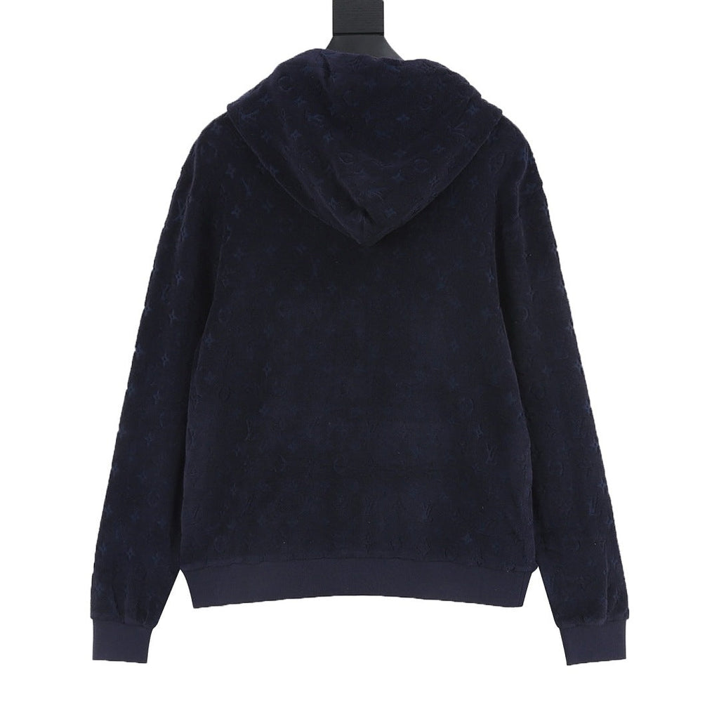 Louis Vuitton Textured Monogram Zip-Up Hoodie - Navy - product detail 5