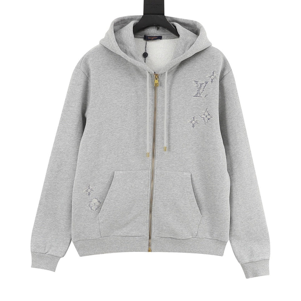Louis Vuitton Sketch Monogram Zip-Up Hoodie - Heather Grey - front view