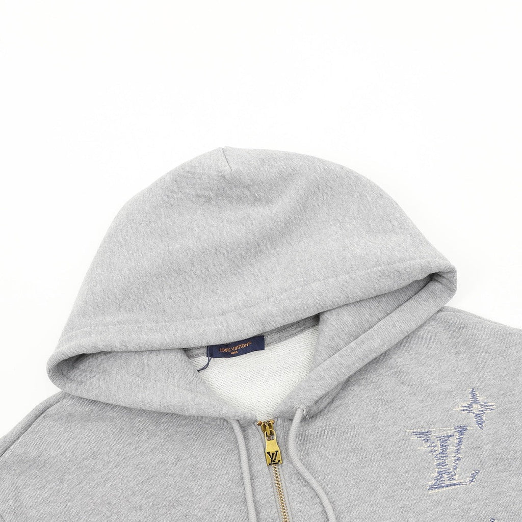 Louis Vuitton Sketch Monogram Zip-Up Hoodie - Heather Grey - product detail 4