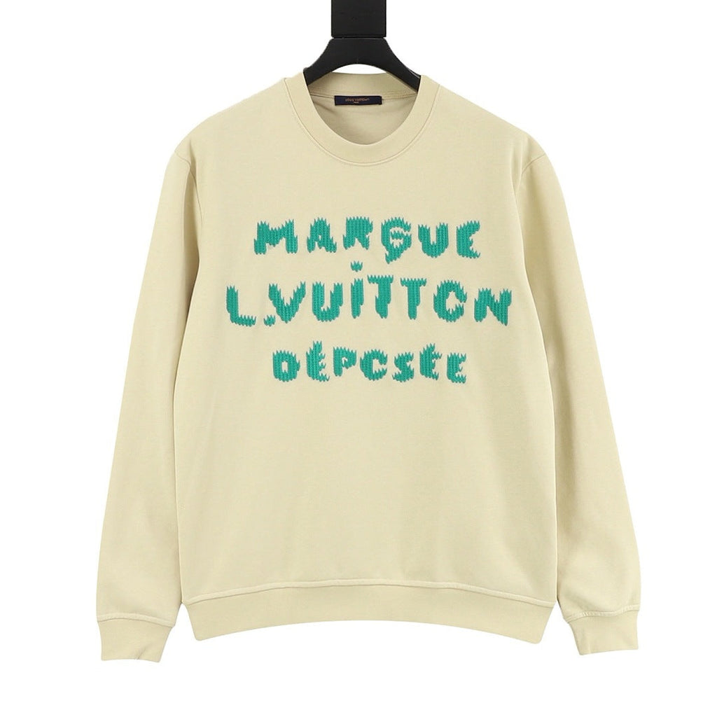 Louis Vuitton Embroidered Lettering Crewneck Sweatshirt - Pale Yellow - front view