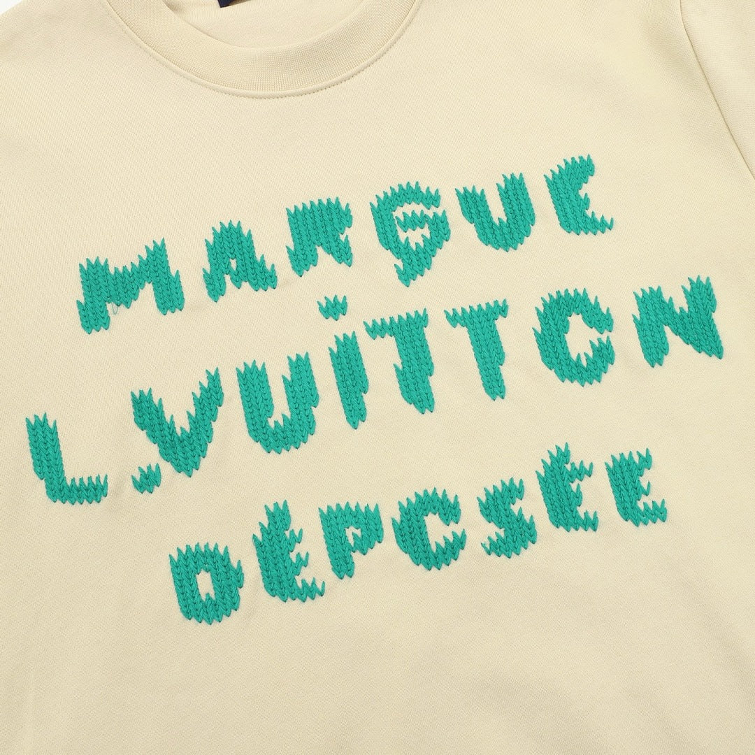 Louis Vuitton Embroidered Lettering Crewneck Sweatshirt - Pale Yellow - product detail 1