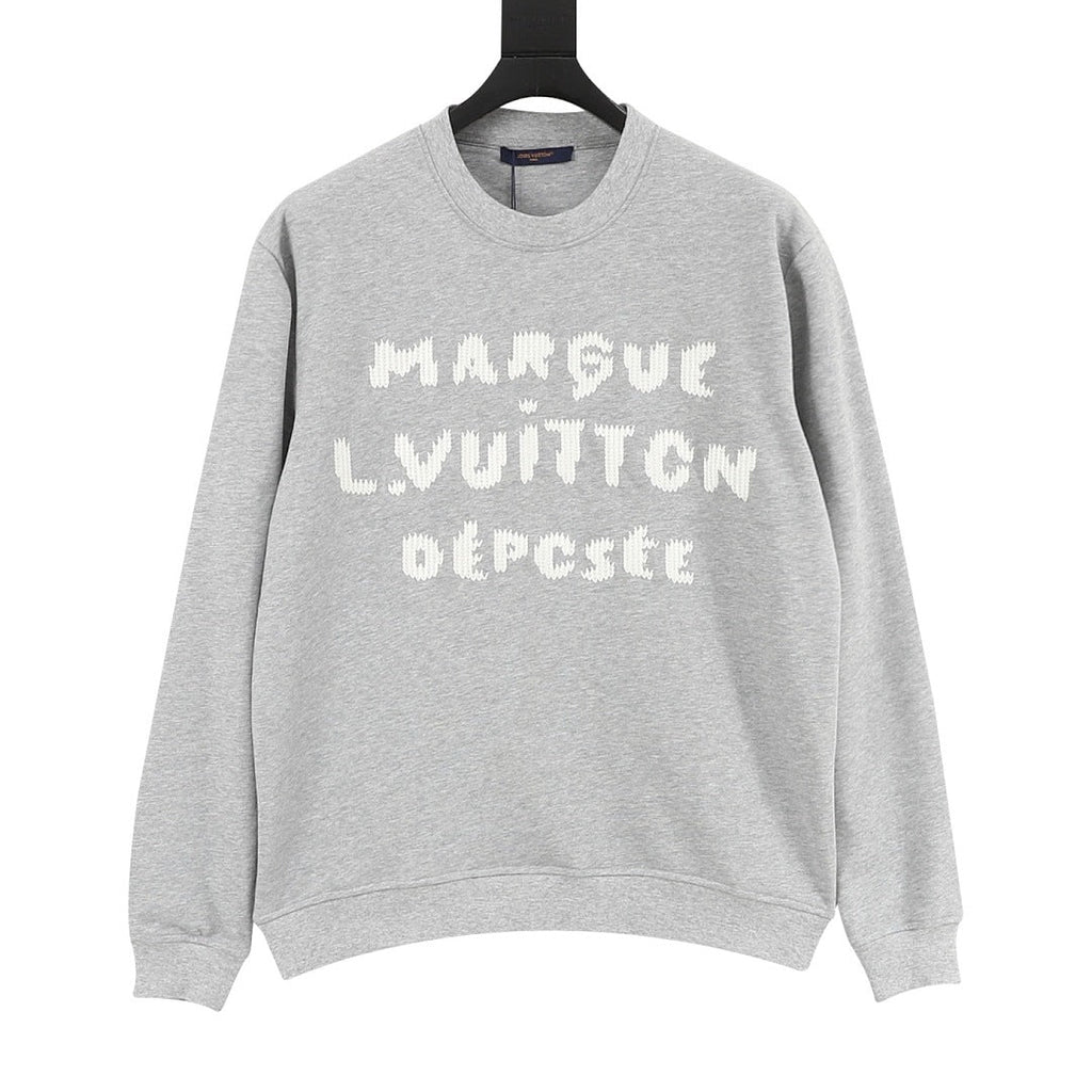 Louis Vuitton Embroidered Lettering Crewneck Sweatshirt - Heather Grey - front view