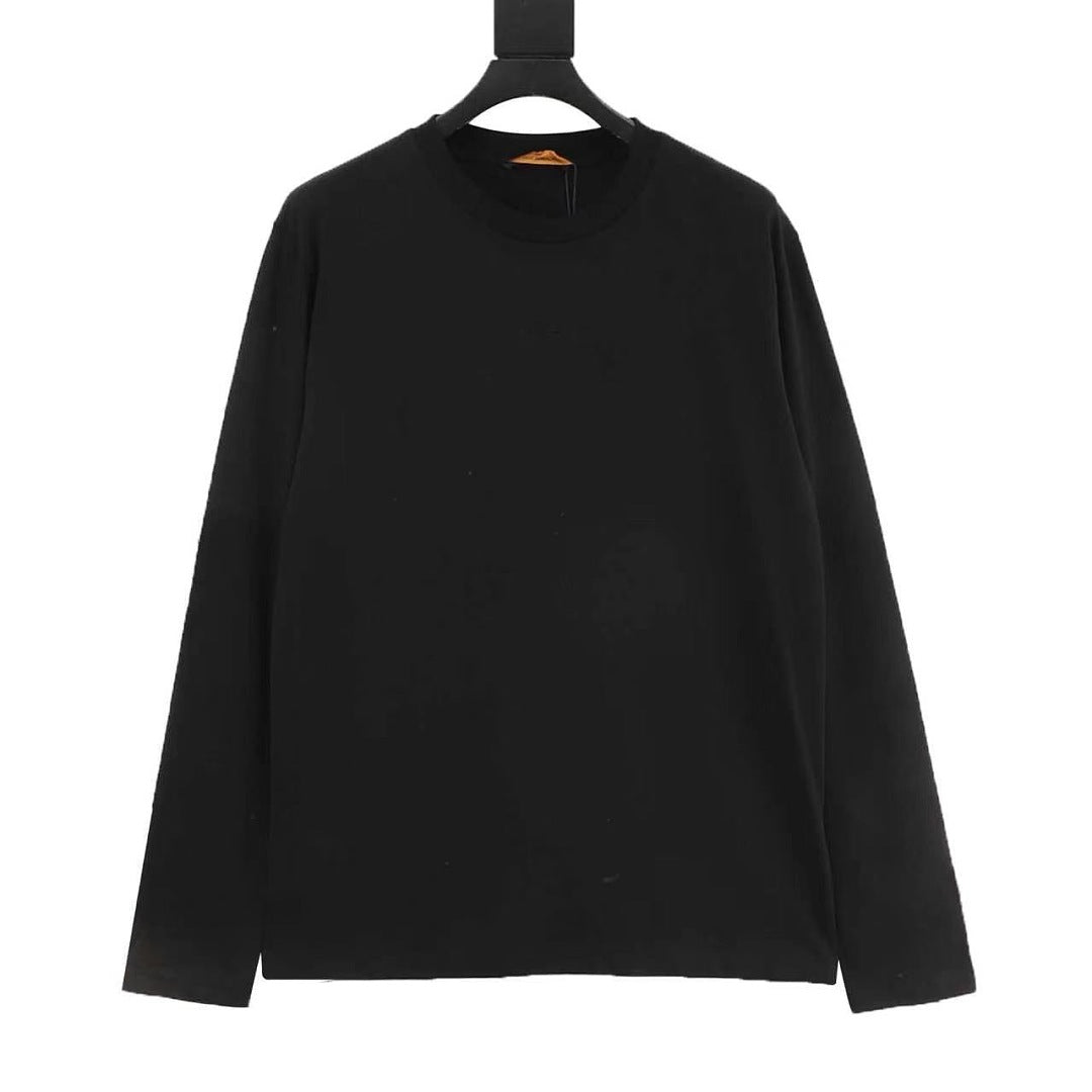 Louis Vuitton Tonal Raised-Logo Long-Sleeve T-Shirt - Black - front view