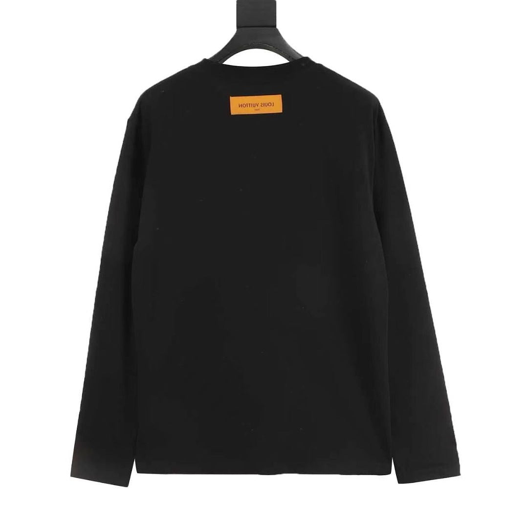 Louis Vuitton Tonal Raised-Logo Long-Sleeve T-Shirt - Black - product detail 4