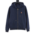 Louis Vuitton LV Logo Zip-Up Hoodie - Navy - front view