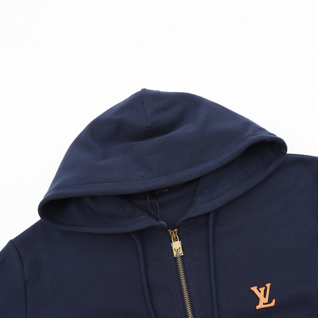 Louis Vuitton LV Logo Zip-Up Hoodie - Navy - product detail 4