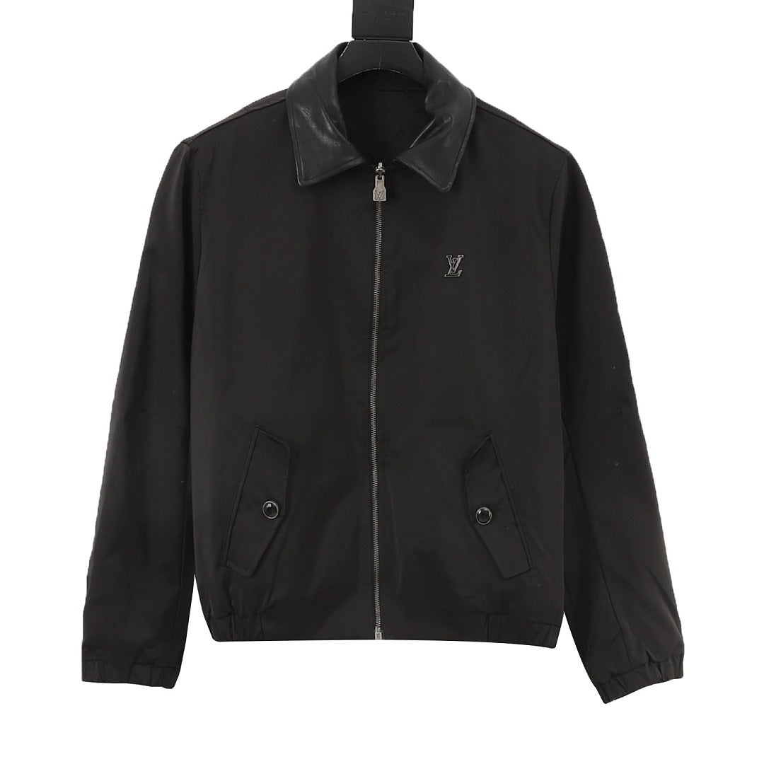 Louis Vuitton Reversible Monogram Collared Zip Jacket - Black - front view