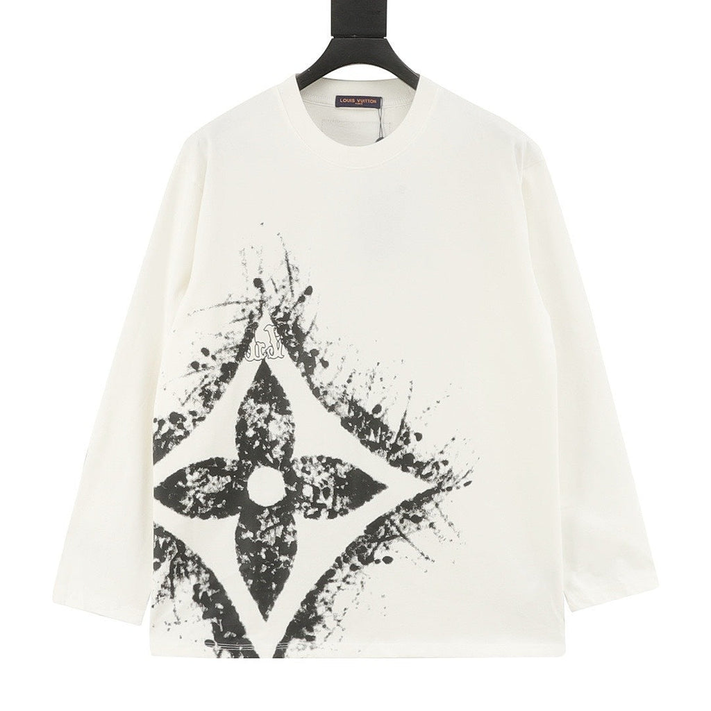Louis Vuitton Oversized Monogram Flower Graphic Long-Sleeve T-Shirt - Ivory - front view