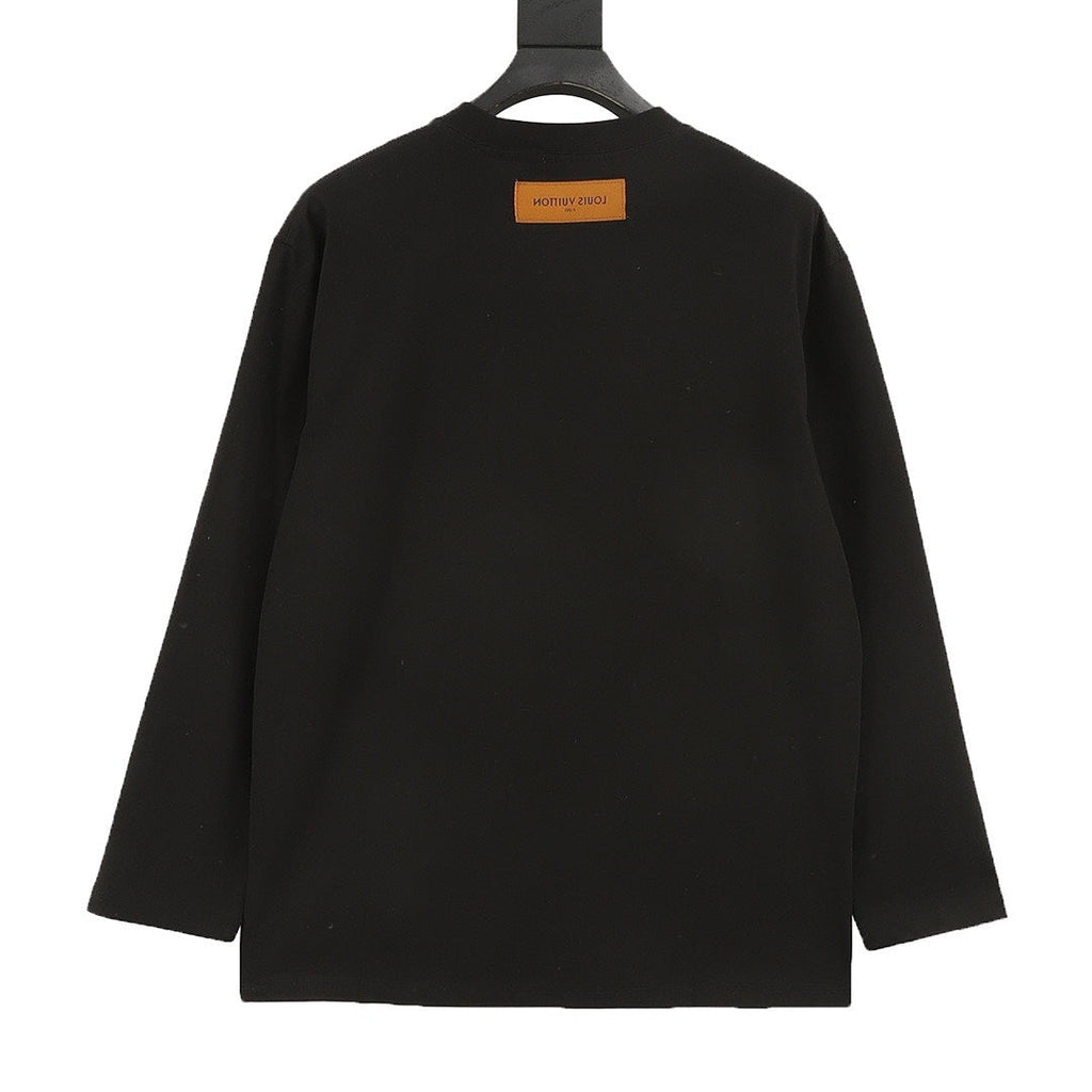 Louis Vuitton Oversized Monogram Flower Graphic Long-Sleeve T-Shirt - Black - back view
